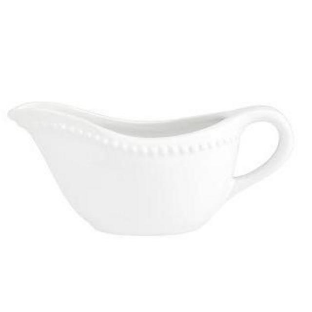 Emma Beaded Stoneware Gravy Boat - True White