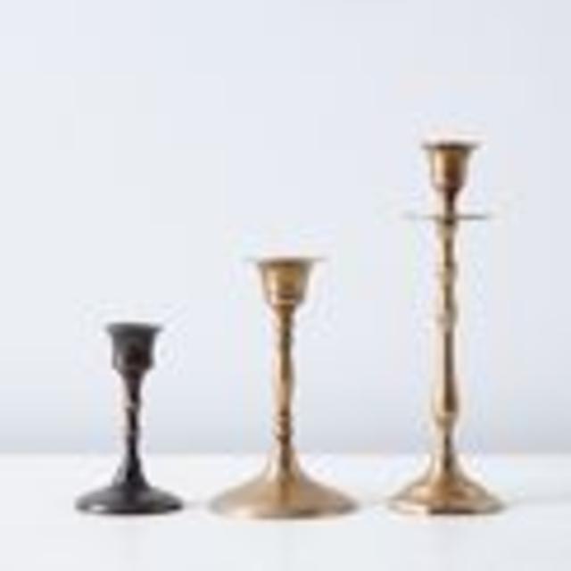 Food52 Vintage-Inspired Brass Mixed Candlesticks (Set of 3)