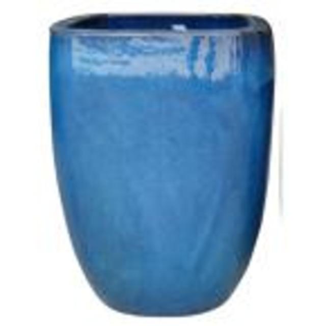 16 in. Dia Thorn Blue Ceramic Quadrato Pot