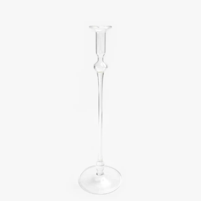 abcdna vibration clear glass candlestick - 14"