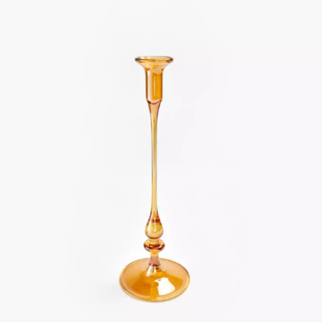 abcdna vibration amber glass candlestick - 12.5"