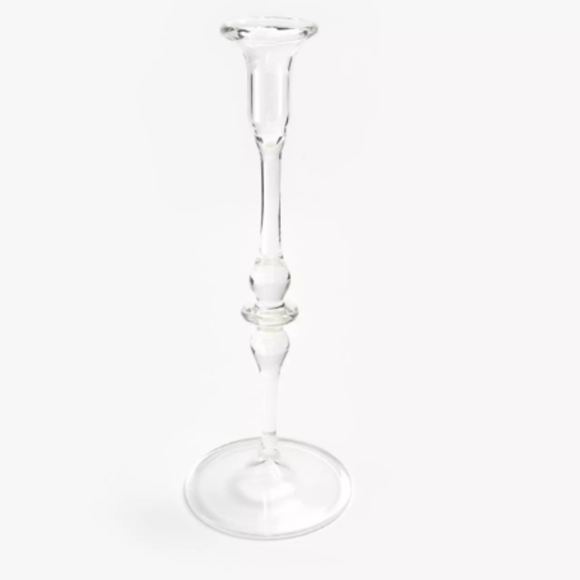 abcdna vibration clear glass candlestick - 10"