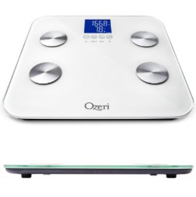 Ozeri Touch 440 lbs Total Body Bath Scale - Measures Weight, Fat, Muscle, Bone & Hydration with Auto Recognition and Infant Tare Technology