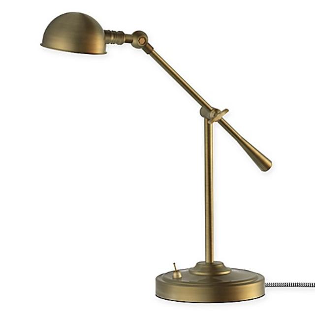 LED Adjustable Pharmacy Table Lamp in Antique Brass