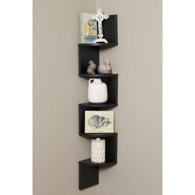 5 Tier Corner Wall Mount Shelf in Walnut