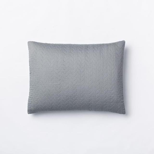 Organic Braided Matelasse Sham in Feather Grey
