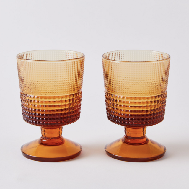 Italian Retro Goblet (Set of 2) - Amber Color
