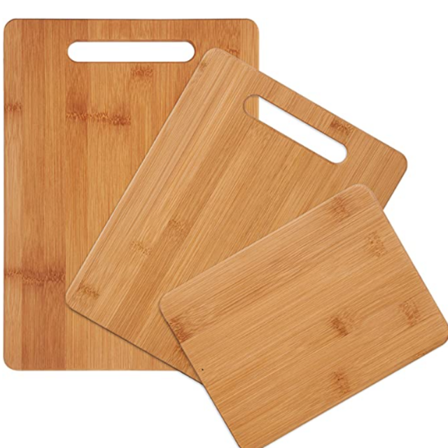 Farberware 3-Piece Bamboo Cutting Board, Set of 3 Assorted Sizes, Brown