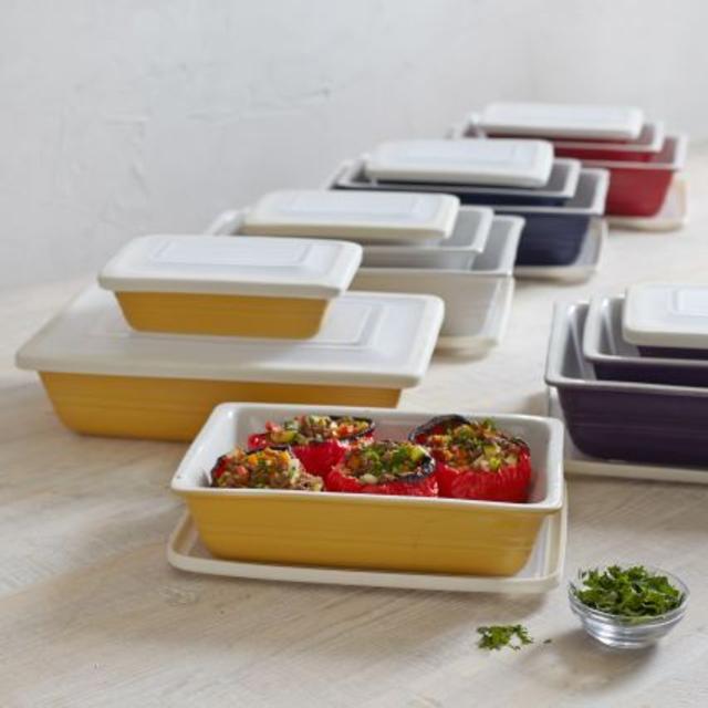 Oven-to-Table Stoneware Bakers with Lids, Sets of 3 (Honey)