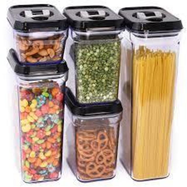 HOME + HEART Airtight Food Storage Container 5 Piece Set With Durable Air Tight Lids - Reinforced Locking Handles - Stackable Canister Sets for Pasta, Grains, Snacks, Sweets & Baking Supplies