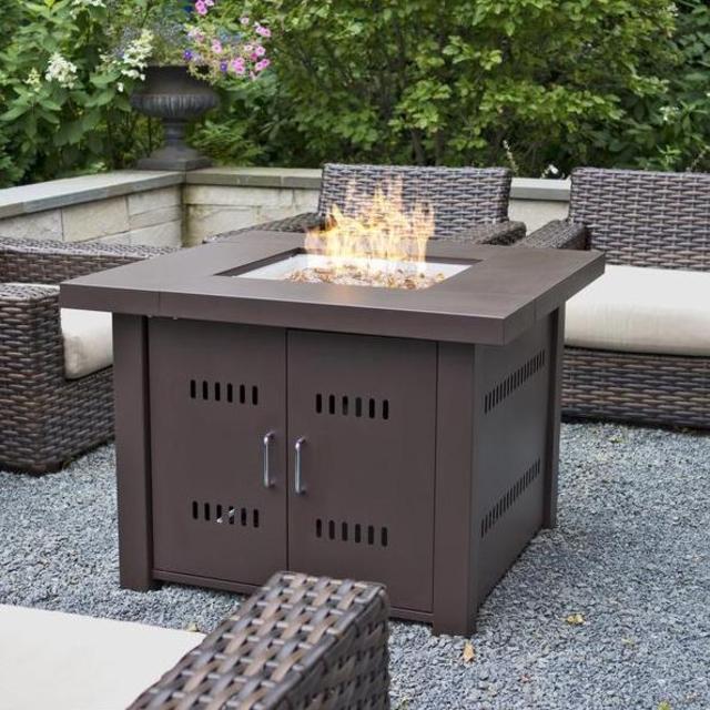 Pleasant Hearth 38-in W 40000-BTU Mocha Steel Propane Gas Fire Table