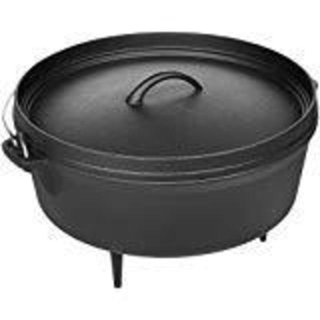 Lodge 6 Quart Camp Dutch Oven. 12 Inch Pre Seasoned Cast Iron Pot and Lid with Handle for Camp Cooking