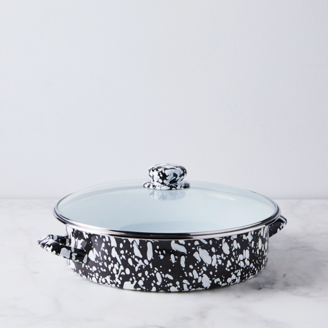 Enamel Cookware - Black swirl - Saute Pan