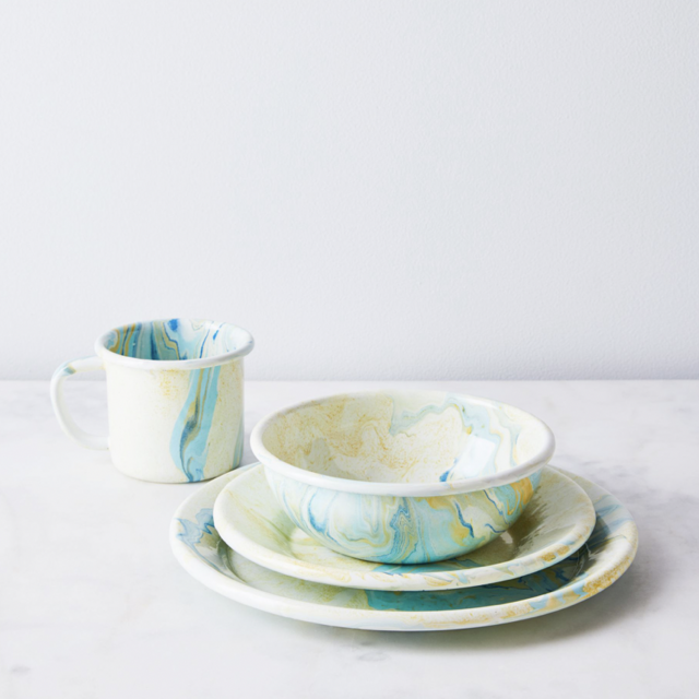 Multi-Color Enamel Dinnerware - YELLOW SWIRL