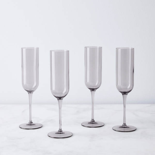 Tinted Modern Flute Glasses (Set of 4) - FLUTE MAUVE