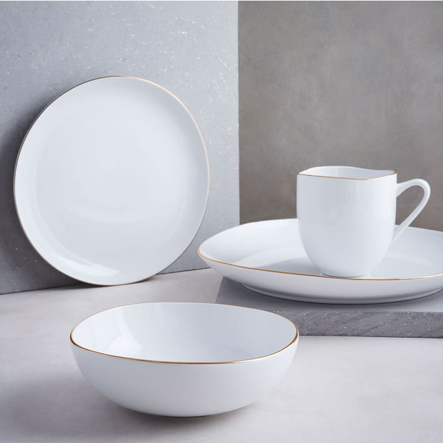 Gold Metallic Organic Dinnerware, 16 Pieces