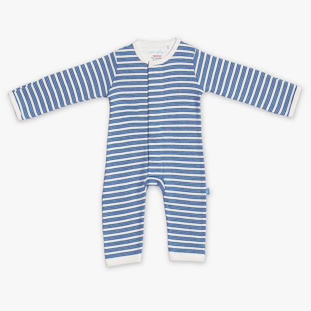Magnetic Me blue yarn-dye stripe organic cotton magnetic coverall