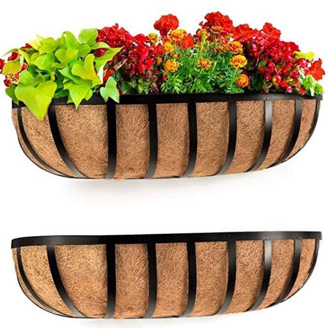 Sekcen Railing Planter Window Box Deck Balcony Rail Planter 24 Inch for Porch Fence Patio Outdoor 2 Pack