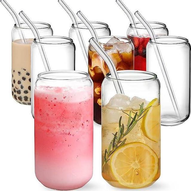 NETANY [ 8pcs Set ] Drinking Glasses with Glass Straw