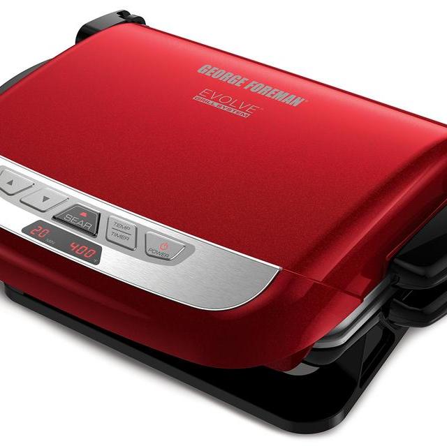 George Foreman GRP4842R 3-in-1 Multi-Plate Evolve Grill (Grilling and Waffle Plates Included), Red