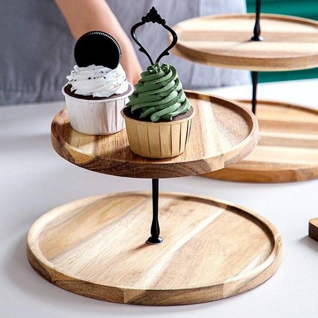 2-tier Large Wooden Cake Stand
