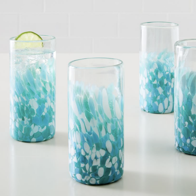 Recycled Mexican Confetti Glassware (Set of 4) in BLUE