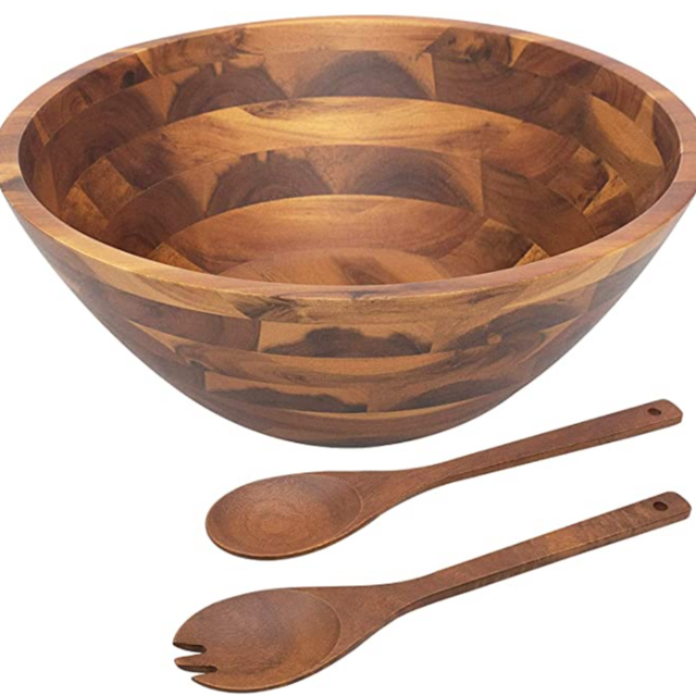 Wooden Salad Bowl with Servers 12.5"
