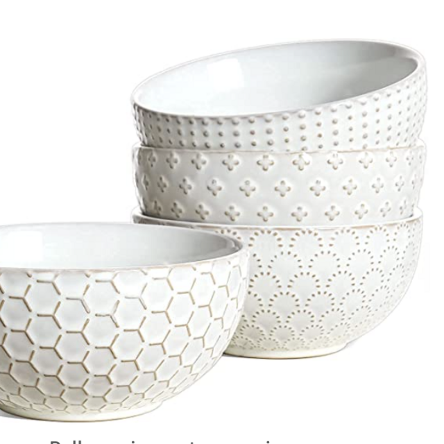 LE TAUCI Dessert Bowls 4.5 inch, 12 oz, Set of 4, Arctic white