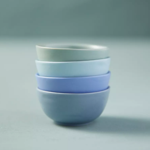 Ceramic Pinch Bowls, Blue Set of 4