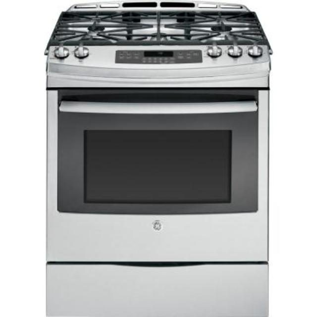 5.6 cu. ft. Slide-In Gas Range with Self-Cleaning Convection Oven in Stainless Steel