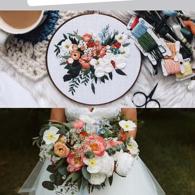 Wedding Bouquet Custom Embroidery from Etsy
