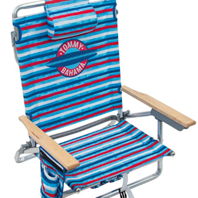 Tommy Bahama 5-Position Classic Lay Flat Folding Backpack Beach Chair