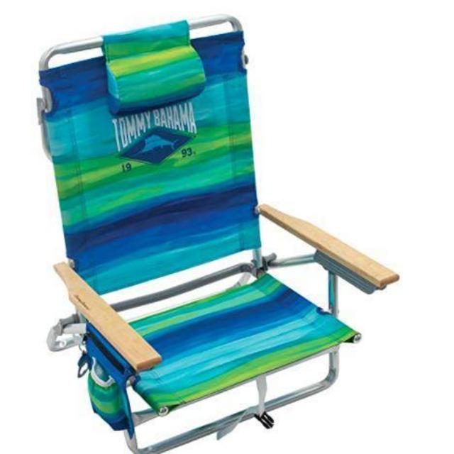 Tommy Bahama 5-Position Classic Lay Flat Folding Backpack Beach Chair