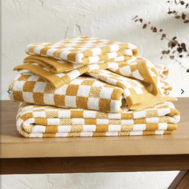 Asteria Yellow And White Check Terry Towel Collection