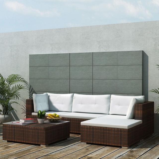 Details about   Outdoor 5PC Furniture Sectional PE Wicker Patio Rattan Sofa Set Couch Brown