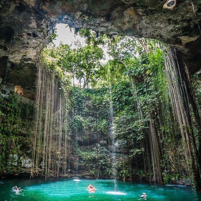 Swimming in Cenote Ik Kil