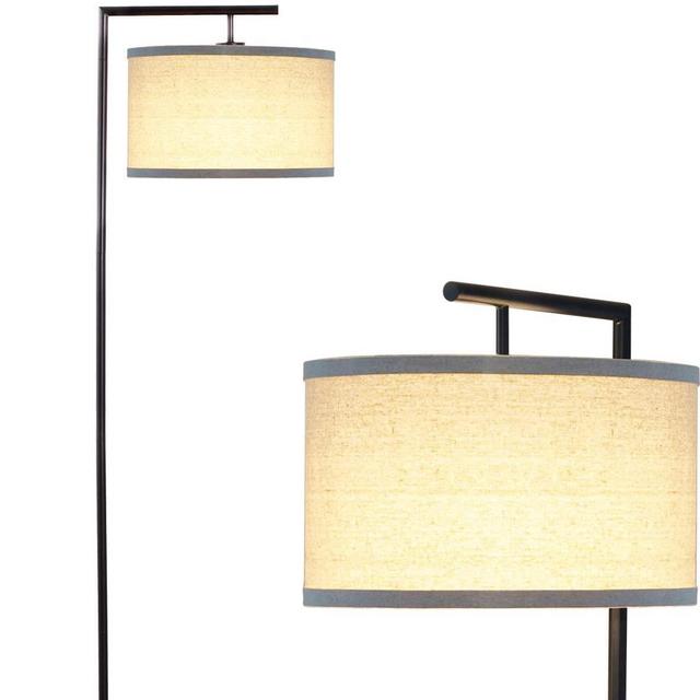 Brightech Montage Modern - Floor Lamp for Living Room Lighting - Bedroom & Nursery Standing Accent Lamp - Mid Century, 5' Tall Pole Light Overhangs Reading - with LED Bulb - Satin Nickel