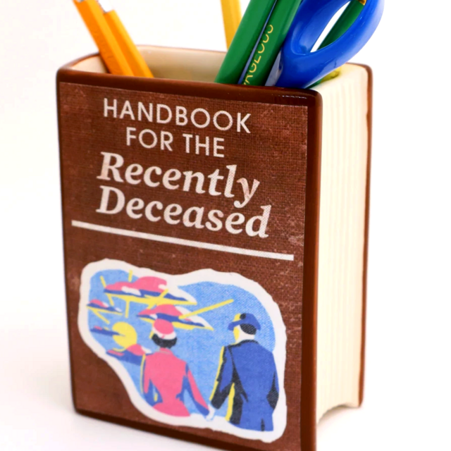 HANDBOOK FOR THE RECENTLY DECEASED BOOK SHAPED VASE