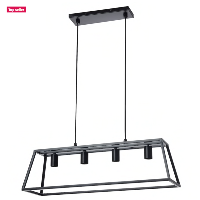 FELSISK Pendent lamp with 4 lamps, black