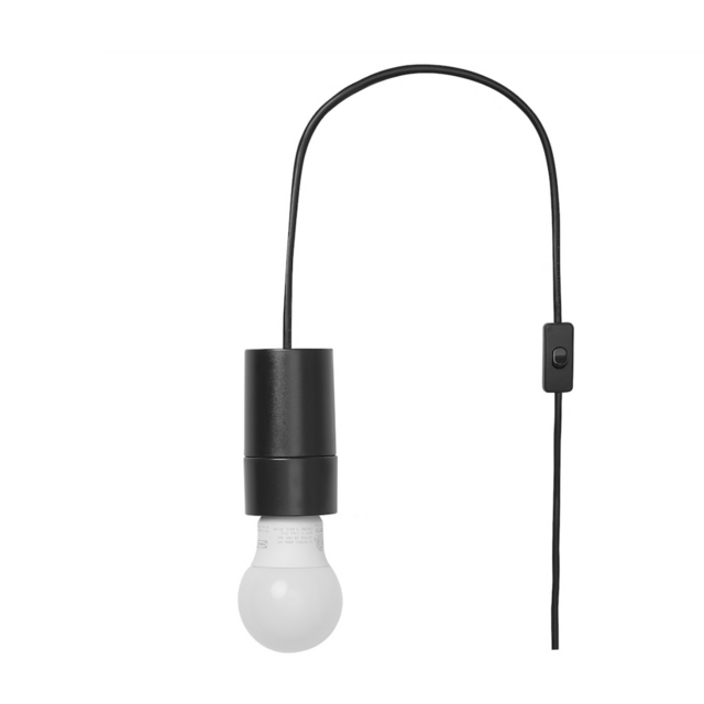 HAVSRIS Cord set with switch and LED bulb, black15 ' 5 "
