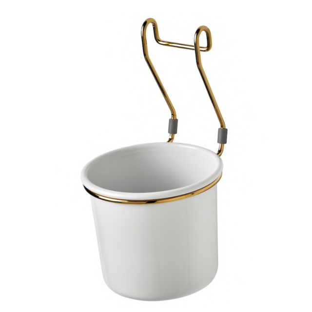 HULTARP Container, white/brass color polished5 1/2x6 1/4 "