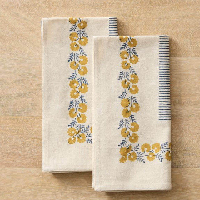 Soil to Studio Mehak Block-Printed Cotton Napkins (Set of 2)