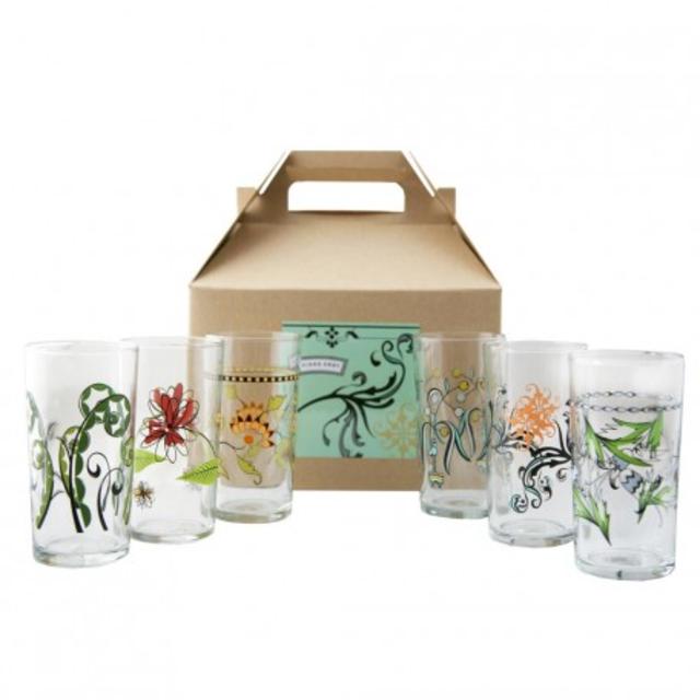 Floral Italian Wine Glasses Gift Box of 6