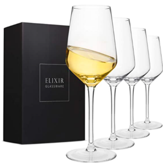 Crystal Wine Glasses – Red & White Wine Glasses – Set of 4 Long Stem Wine Glasses, Premium Crystal – Wedding, Anniversary, Christmas – 13 oz, Clear