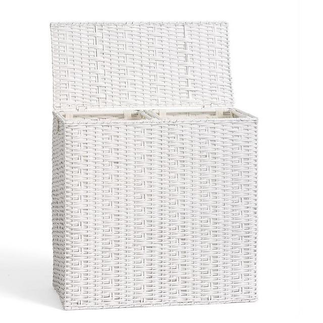 Gray Wash - Charleston Seagrass Handcrafted Divided Hamper with Liner