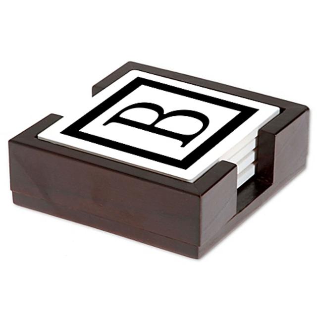 Thirstystone® Spa Monogram Letter "B" Coasters in Black/White (Set of 4)