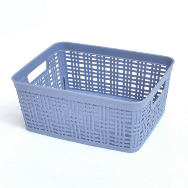 Simply Essential™ Large Plastic Wicker Storage Basket in Tempest Blue