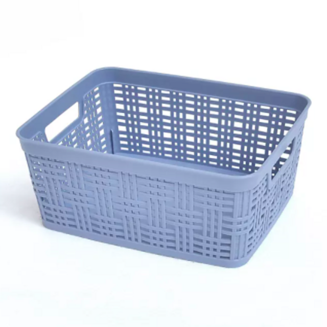Simply Essential™ Small Plastic Wicker Storage Basket in Tempest Blue