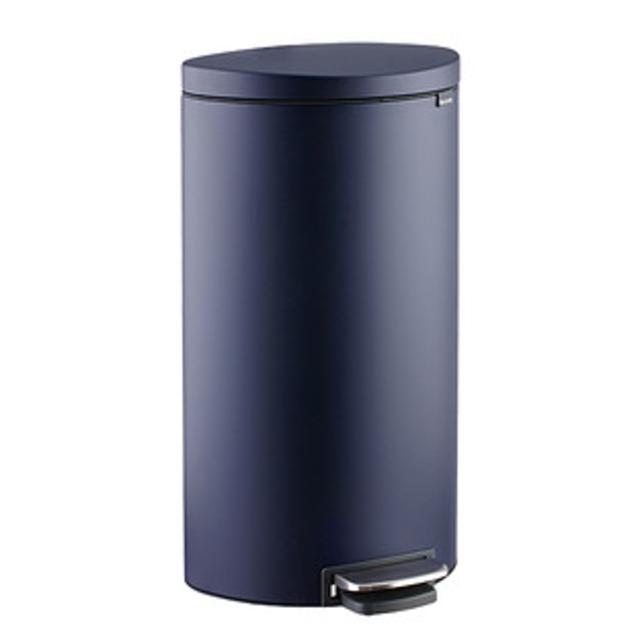 Brabantia Mineral Navy 8 gal. Flatback Semi-Round Can