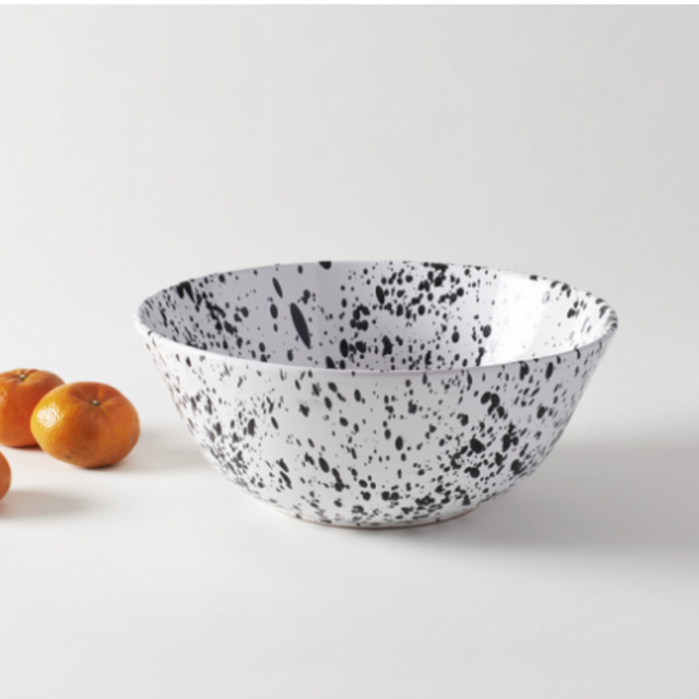 March SF Black on White Splatterware 14.5 Inch Serving Bowl